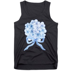 Grandmillennial Blue Hydrangea Bow Tank Top