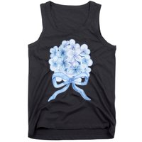 Grandmillennial Blue Hydrangea Bow Tank Top