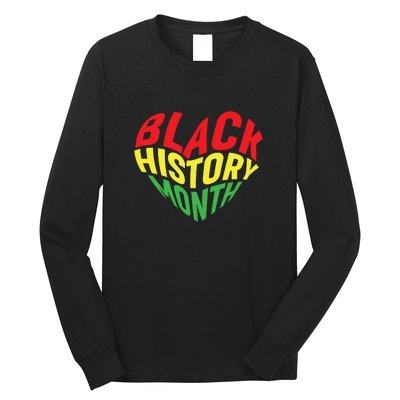 Groovy Black History Month Heart Afro America Long Sleeve Shirt