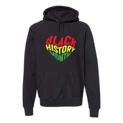 Groovy Black History Month Heart Afro America Premium Hoodie