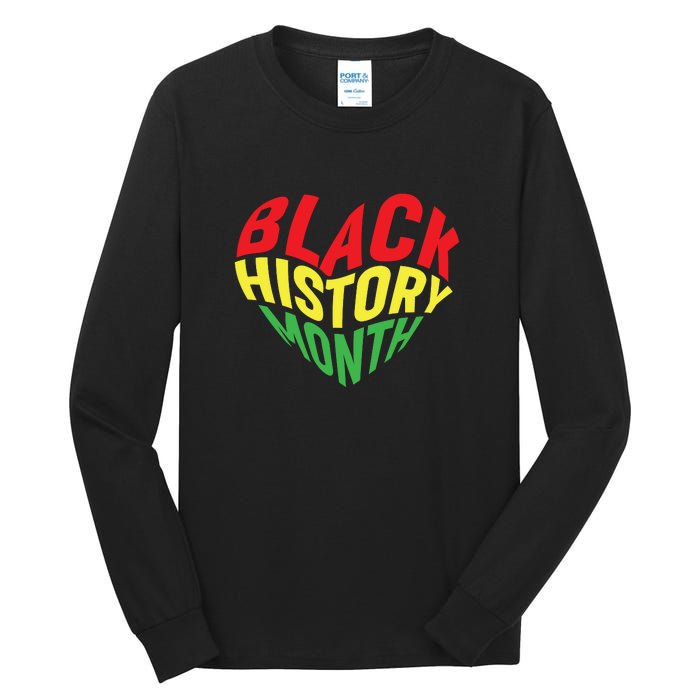 Groovy Black History Month Heart Afro America Tall Long Sleeve T-Shirt