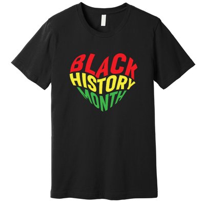 Groovy Black History Month Heart Afro America Premium T-Shirt