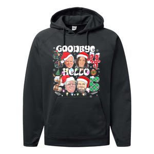 Goodbye Biden Harris 2024 Hello Trump 2025 Funny Christmas Performance Fleece Hoodie