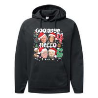 Goodbye Biden Harris 2024 Hello Trump 2025 Funny Christmas Performance Fleece Hoodie