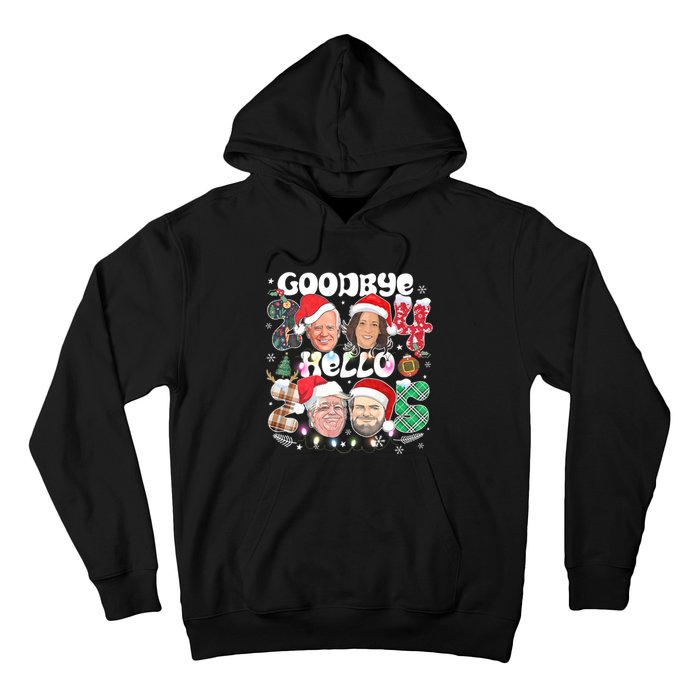 Goodbye Biden Harris 2024 Hello Trump 2025 Funny Christmas Hoodie