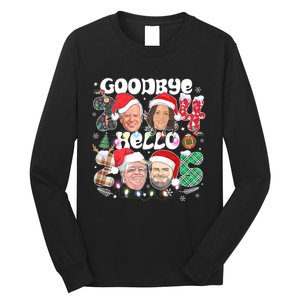 Goodbye Biden Harris 2024 Hello Trump 2025 Funny Christmas Long Sleeve Shirt