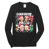 Goodbye Biden Harris 2024 Hello Trump 2025 Funny Christmas Tall Long Sleeve T-Shirt