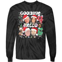 Goodbye Biden Harris 2024 Hello Trump 2025 Funny Christmas Tie-Dye Long Sleeve Shirt