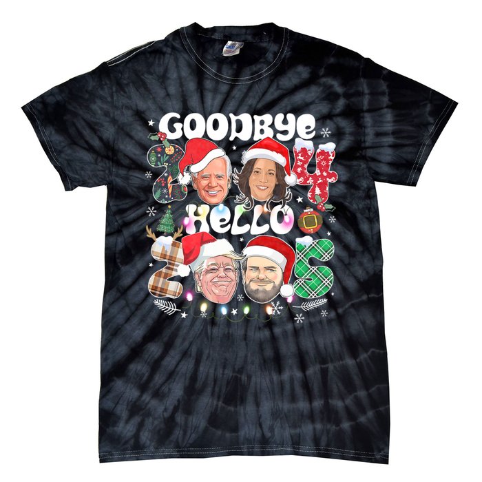 Goodbye Biden Harris 2024 Hello Trump 2025 Funny Christmas Tie-Dye T-Shirt