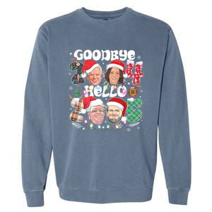 Goodbye Biden Harris 2024 Hello Trump 2025 Funny Christmas Garment-Dyed Sweatshirt