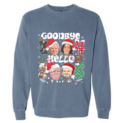 Goodbye Biden Harris 2024 Hello Trump 2025 Funny Christmas Garment-Dyed Sweatshirt