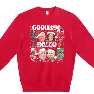 Goodbye Biden Harris 2024 Hello Trump 2025 Funny Christmas Premium Crewneck Sweatshirt