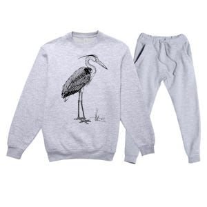 Great Blue Heron Bird Premium Crewneck Sweatsuit Set