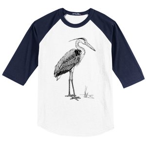 Great Blue Heron Bird Baseball Sleeve Shirt