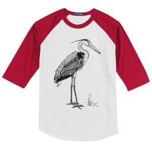 Great Blue Heron Bird Kids Colorblock Raglan Jersey