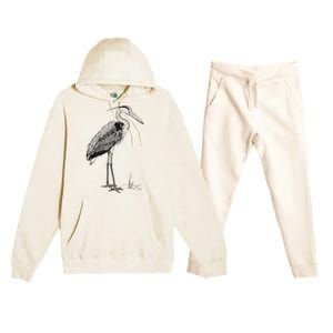 Great Blue Heron Bird Premium Hooded Sweatsuit Set