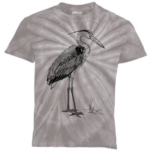 Great Blue Heron Bird Kids Tie-Dye T-Shirt