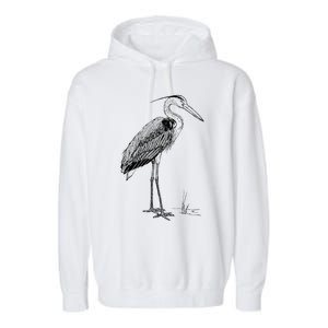 Great Blue Heron Bird Garment-Dyed Fleece Hoodie