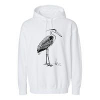 Great Blue Heron Bird Garment-Dyed Fleece Hoodie