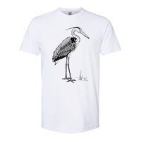 Great Blue Heron Bird Softstyle CVC T-Shirt