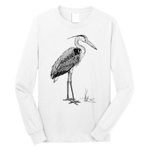 Great Blue Heron Bird Long Sleeve Shirt