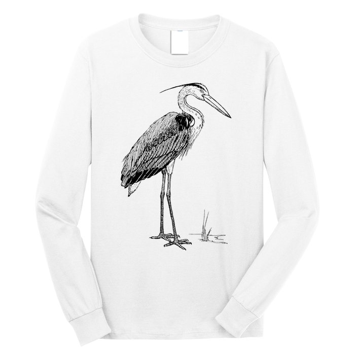 Great Blue Heron Bird Long Sleeve Shirt