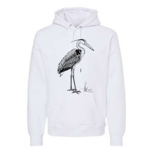 Great Blue Heron Bird Premium Hoodie