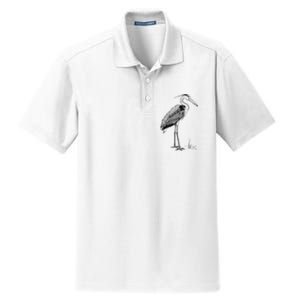 Great Blue Heron Bird Dry Zone Grid Polo