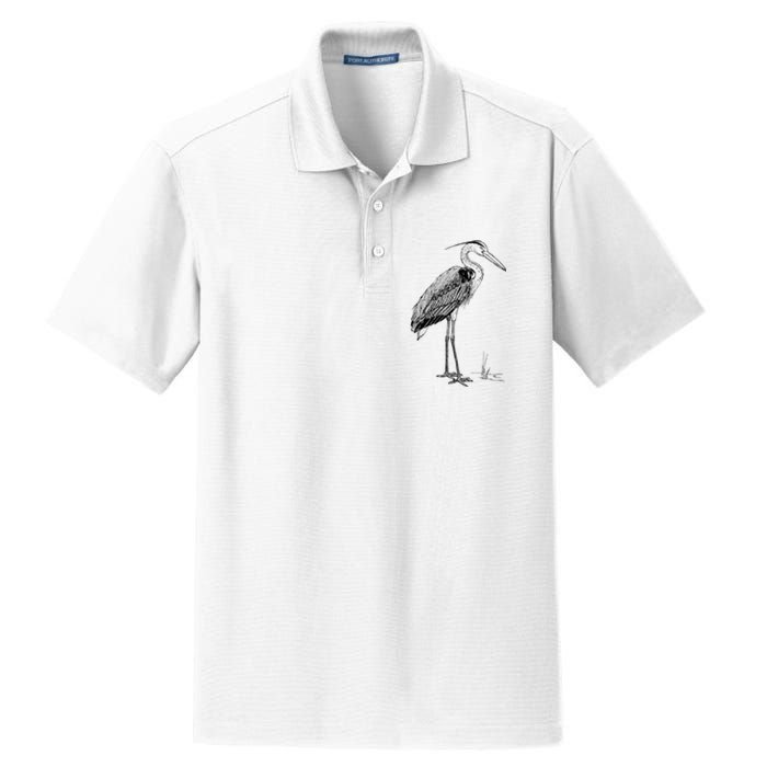 Great Blue Heron Bird Dry Zone Grid Polo