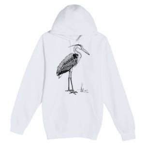 Great Blue Heron Bird Premium Pullover Hoodie