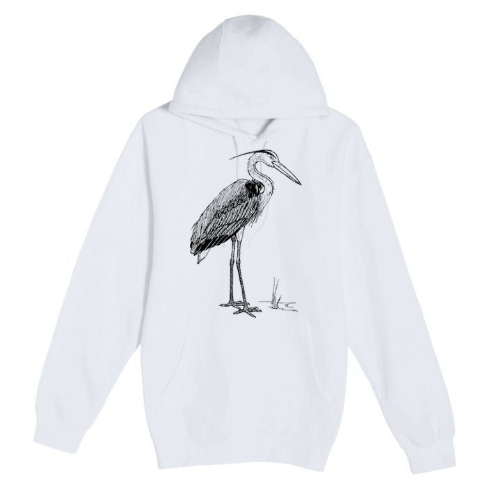 Great Blue Heron Bird Premium Pullover Hoodie