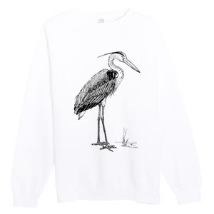 Great Blue Heron Bird Premium Crewneck Sweatshirt