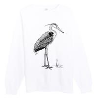 Great Blue Heron Bird Premium Crewneck Sweatshirt