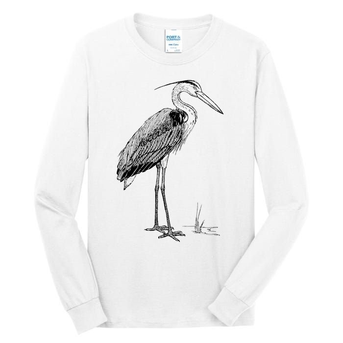 Great Blue Heron Bird Tall Long Sleeve T-Shirt