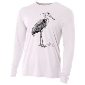 Great Blue Heron Bird Cooling Performance Long Sleeve Crew