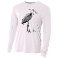 Great Blue Heron Bird Cooling Performance Long Sleeve Crew