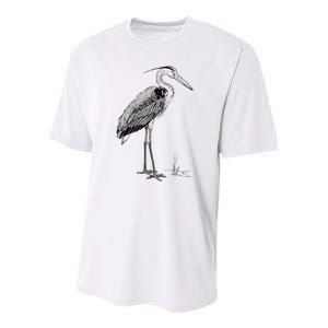 Great Blue Heron Bird Youth Performance Sprint T-Shirt