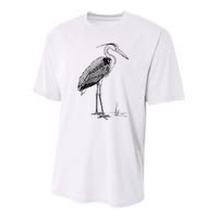 Great Blue Heron Bird Youth Performance Sprint T-Shirt