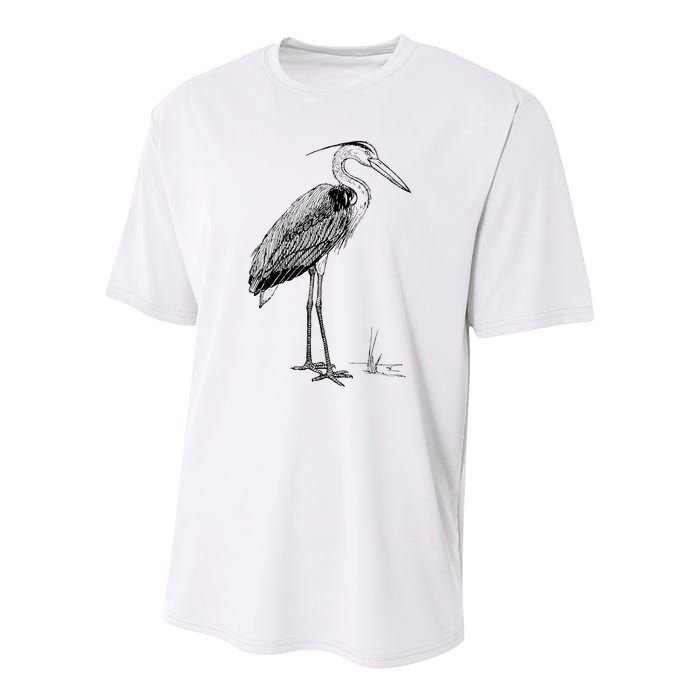 Great Blue Heron Bird Youth Performance Sprint T-Shirt