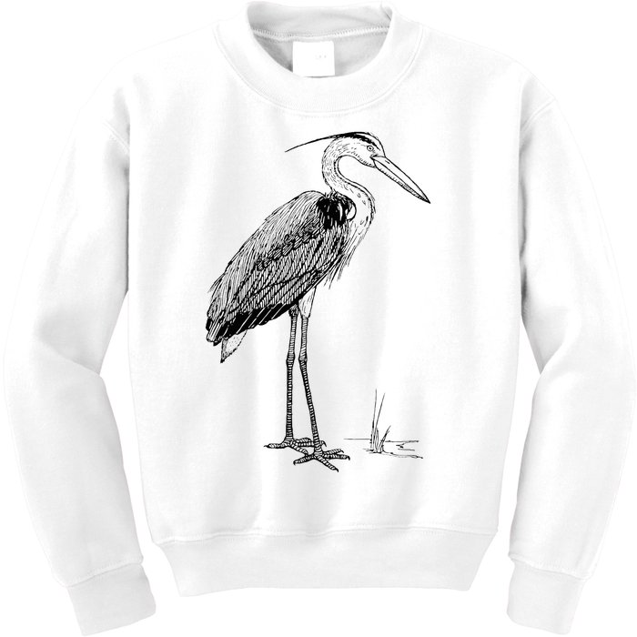 Great Blue Heron Bird Kids Sweatshirt