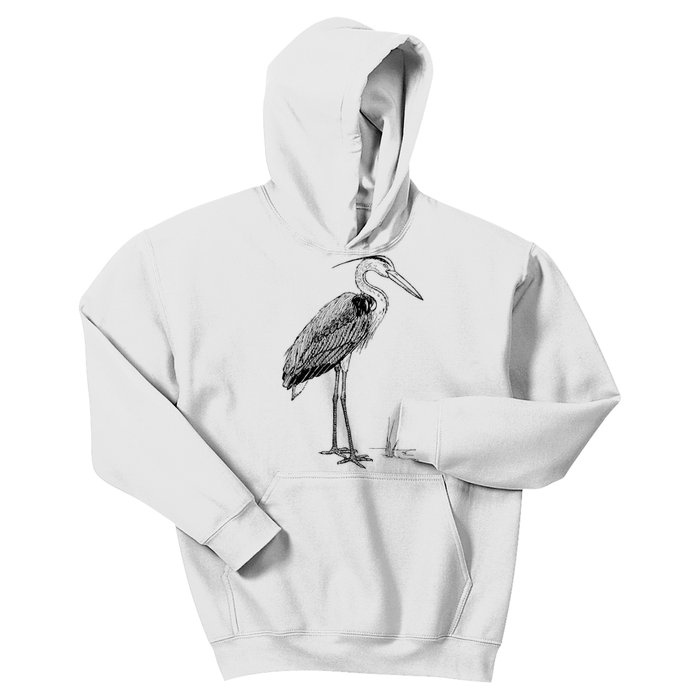 Great Blue Heron Bird Kids Hoodie