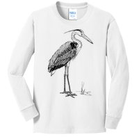 Great Blue Heron Bird Kids Long Sleeve Shirt