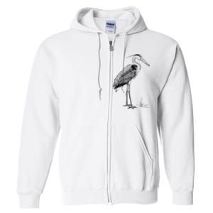 Great Blue Heron Bird Full Zip Hoodie