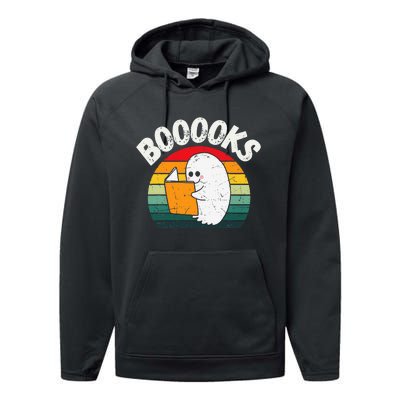 Ghost Booooks Halloween Boo Teacher And Kids Reading Books Performance Fleece Hoodie