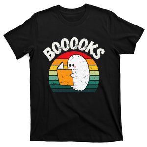 Ghost Booooks Halloween Boo Teacher And Kids Reading Books T-Shirt