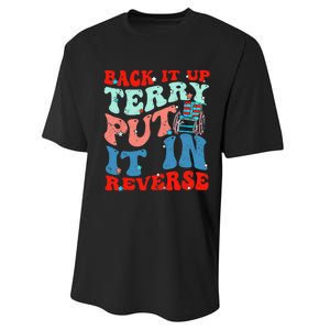 Groovy Back It Up Terry Put It In Reverse 4th Of July Funny Performance Sprint T-Shirt