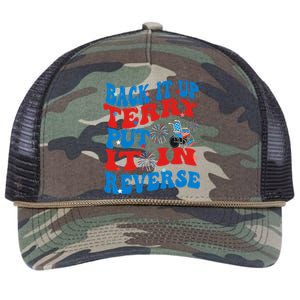 Groovy Back It Up Terry Put It In Reverse 4th Of July Funny Retro Rope Trucker Hat Cap