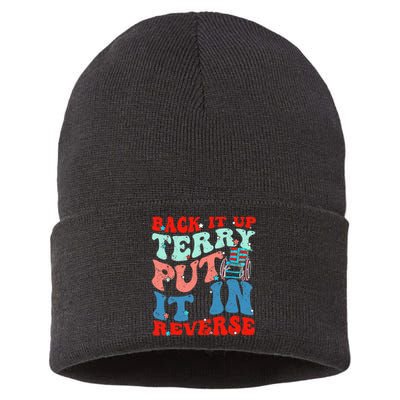 Groovy Back It Up Terry Put It In Reverse 4th Of July Funny Sustainable Knit Beanie