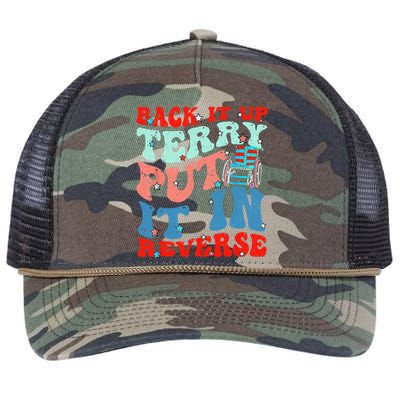 Groovy Back It Up Terry Put It In Reverse 4th Of July Funny Retro Rope Trucker Hat Cap