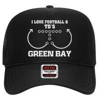 Green Bay I Love Football And DS Ouchdown Offense Eam High Crown Mesh Back Trucker Hat